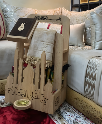 حامل مصحف وسجادة صلاة بعجلات